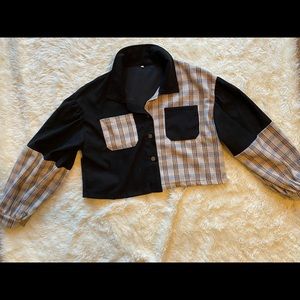 Super cute cropped button up from SHEIN